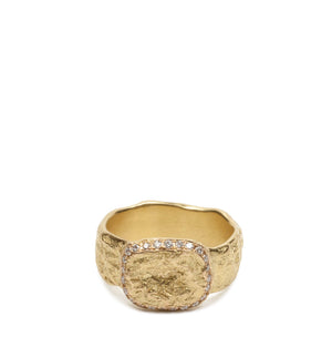 Nugget Signet Ring with Diamonds
