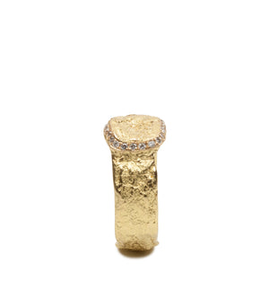 Nugget Signet Ring with Diamonds